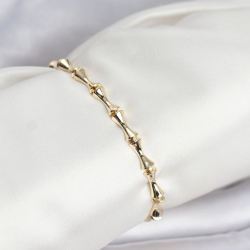 Mey İthalat® Pirinç Gold Renk VIP Seri Kemik Model Zirkon Taşlı Kadın Bileklik