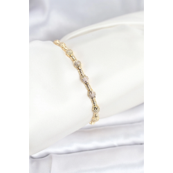 Mey İthalat® Pirinç Gold Renk VIP Seri Punta Model Zirkon Taşlı Kadın Bileklik