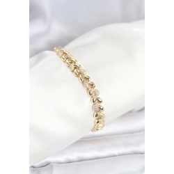 Mey İthalat® Pirinç Gold Renk VIP Seri Sarmal Damla Model Zirkon Taşlı Kadın Bileklik