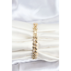 Mey İthalat® Pirinç Gold Renk VIP Seri Sarmal Damla Model Zirkon Taşlı Kadın Bileklik