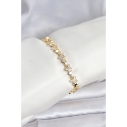 Mey İthalat® Pirinç Gold Renk VIP Seri Yıldız Model Zirkon Taşlı Kadın Bileklik