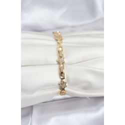 Mey İthalat® Pirinç Gold Renk VIP Seri Yıldız Model Zirkon Taşlı Kadın Bileklik