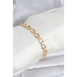 Mey İthalat® Pirinç Gold Renk VIP Seri Zincir Model Zirkon Taşlı Kadın Bileklik