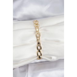 Mey İthalat® Pirinç Gold Renk VIP Seri Zincir Model Zirkon Taşlı Kadın Bileklik