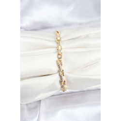 Mey İthalat® Pirinç Gold Renk VIP Seri Zincir Model Zirkon Taşlı Kadın Bileklik