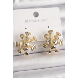 Mey İthalat® Pirinç Gold Renk Virüs Figür Model Kadın Küpe