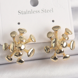 Mey İthalat® Pirinç Gold Renk Virüs Figür Model Kadın Küpe