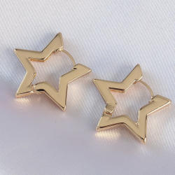 Mey İthalat® Pirinç Gold Renk Yıldız Küpe