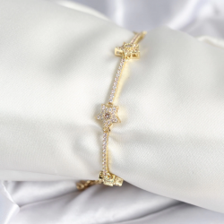 Mey İthalat® Pirinç Gold Renk Yıldız Model Kadın Bileklik