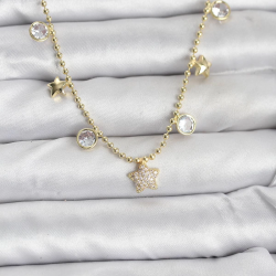 Mey İthalat® Pirinç Gold Renk Yıldız Model Kadın Kolye