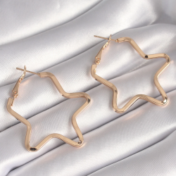 Mey İthalat® Pirinç Gold Renk Yıldız Model Kadın Küpe