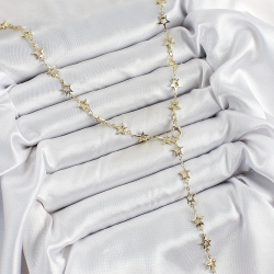 Mey İthalat® Pirinç Gold Renk Yıldızlı Kadın Y Kolye