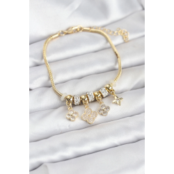 Mey İthalat® Pirinç Gold Renk Yonca Model Kadın Bileklik