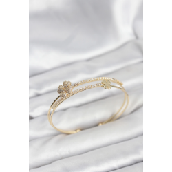 Mey İthalat® Pirinç Gold Renk Yonca Model Kadın Bileklik