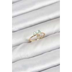 Mey İthalat® Pirinç Gold Renk Yonca Model Kadın Yüzük