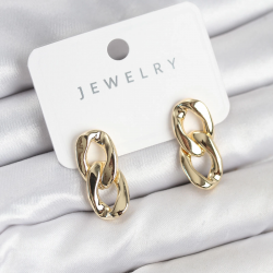 Mey İthalat® Pirinç Gold Renk Zincir Model Kadın Küpe