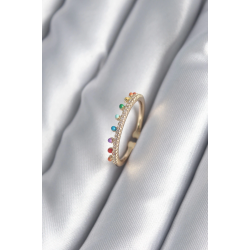 Mey İthalat® Pirinç Gold Renk Zirkon Taş Detay Kadın Yüzük