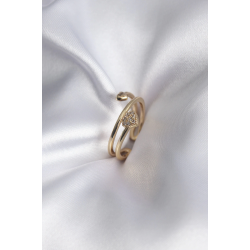 Mey İthalat® Pirinç Gold Renk Zirkon Taş Detay Kalp Model Kadın Yüzük