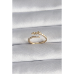 Mey İthalat® Pirinç Gold Renk Zirkon Taş Detay Kalp Model Kadın Yüzük