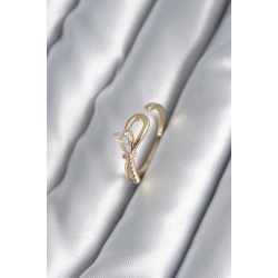 Mey İthalat® Pirinç Gold Renk Zirkon Taş Detay Kurdele Model Kadın Yüzük