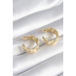 Mey İthalat® Pirinç Gold Renk Zirkon Taş Detay Zincir Model Kadın Küpe