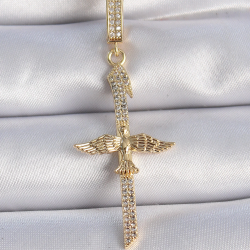 Mey İthalat® Pirinç Gold Renk Zirkon Taş Detaylı Elif Model Anka Kuşu Figür Ajda Charm