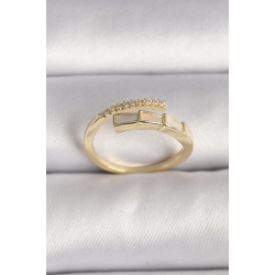 Mey İthalat® Pirinç Gold Renk Zirkon Taş Detaylı Yılan Model Ayarlanabilir Yüzük