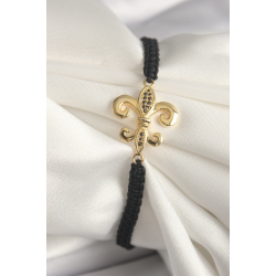 Mey İthalat® Pirinç Gold Renk Zirkon Taş İşlemeli Zambak Figür Asansörlü Makrome Model Kadın Bileklik