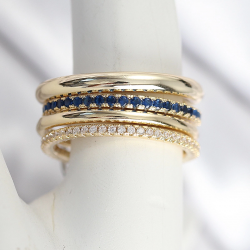 Mey İthalat® Pirinç Gold Renk Zirkon Taşlı 4'Lü Kadın Yüzük