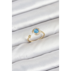 Mey İthalat® Pirinç Gold Renk Zirkon Taşlı Ay Yıldız Kadın Yüzük