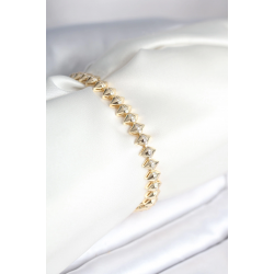 Mey İthalat® Pirinç Gold Renk Zirkon Taşlı Baklava Model Kadın Bileklik