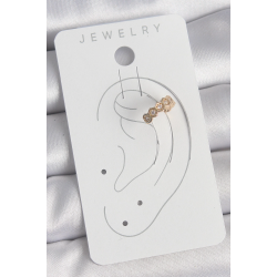 Mey İthalat® Pirinç Gold Renk Zirkon Taşlı Bal Peteği Model Kadın Kıkırdak Küpe