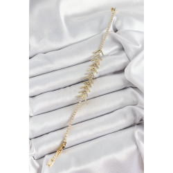 Mey İthalat® Pirinç Gold Renk Zirkon Taşlı Balık Sırtı Kadın Bileklik