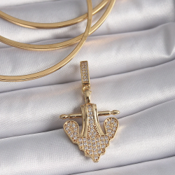 Mey İthalat® Pirinç Gold Renk Zirkon Taşlı Çapa Model Ajda Charm