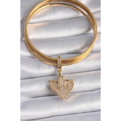 Mey İthalat® Pirinç Gold Renk Zirkon Taşlı Çapa Model Ajda Charm