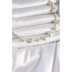 Mey İthalat® Pirinç Gold Renk Zirkon Taşlı Damla Model VIP Seri Exclusive Kadın Kolye