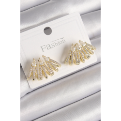 Mey İthalat® Pirinç Gold Renk Zirkon Taşlı Deniz Kabuğu Model Kadın Küpe