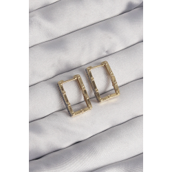 Mey İthalat® Pirinç Gold Renk Zirkon Taşlı Dikdörtgen Model Seranay Küpe