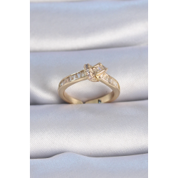 Mey İthalat® Pirinç Gold Renk Zirkon Taşlı Düğüm Model Kadın Yüzük