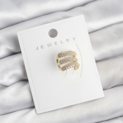 Mey İthalat® Pirinç Gold Renk Zirkon Taşlı Earcuff Kıkırdak Küpe