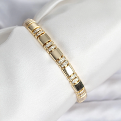 Mey İthalat® Pirinç Gold Renk Zirkon Taşlı Kadın Bileklik