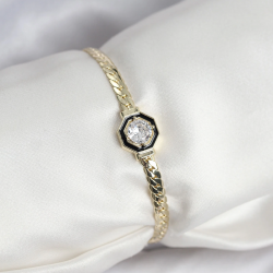 Mey İthalat® Pirinç Gold Renk Zirkon Taşlı Kadın Bileklik