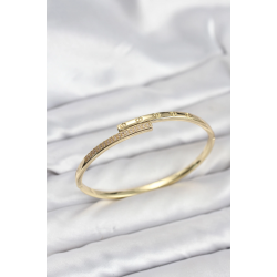 Mey İthalat® Pirinç Gold Renk Zirkon Taşlı Kadın Kelepçe Bileklik