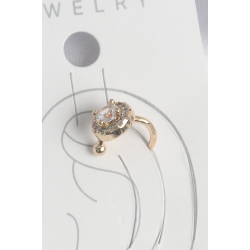 Mey İthalat® Pirinç Gold Renk Zirkon Taşlı Kadın Kıkırdak Küpe