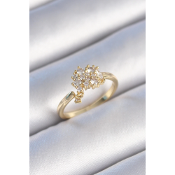 Mey İthalat® Pirinç Gold Renk Zirkon Taşlı Kadın Yüzük