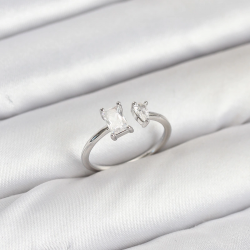 Mey İthalat® Pirinç Gold Renk Zirkon Taşlı Kadın Yüzük