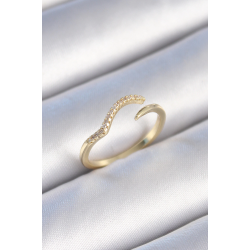 Mey İthalat® Pirinç Gold Renk Zirkon Taşlı Kadın Yüzük