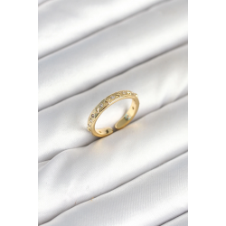 Mey İthalat® Pirinç Gold Renk Zirkon Taşlı Kadın Yüzük