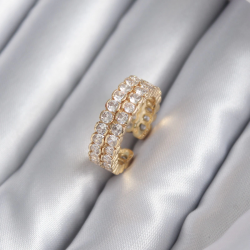 Mey İthalat® Pirinç Gold Renk Zirkon Taşlı Kadın Yüzük