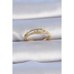 Mey İthalat® Pirinç Gold Renk Zirkon Taşlı Kalp Model Kadın Yüzük